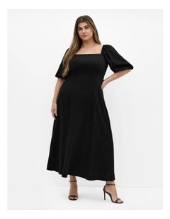 Collins Puff Sleeve Maxi Dress in Black