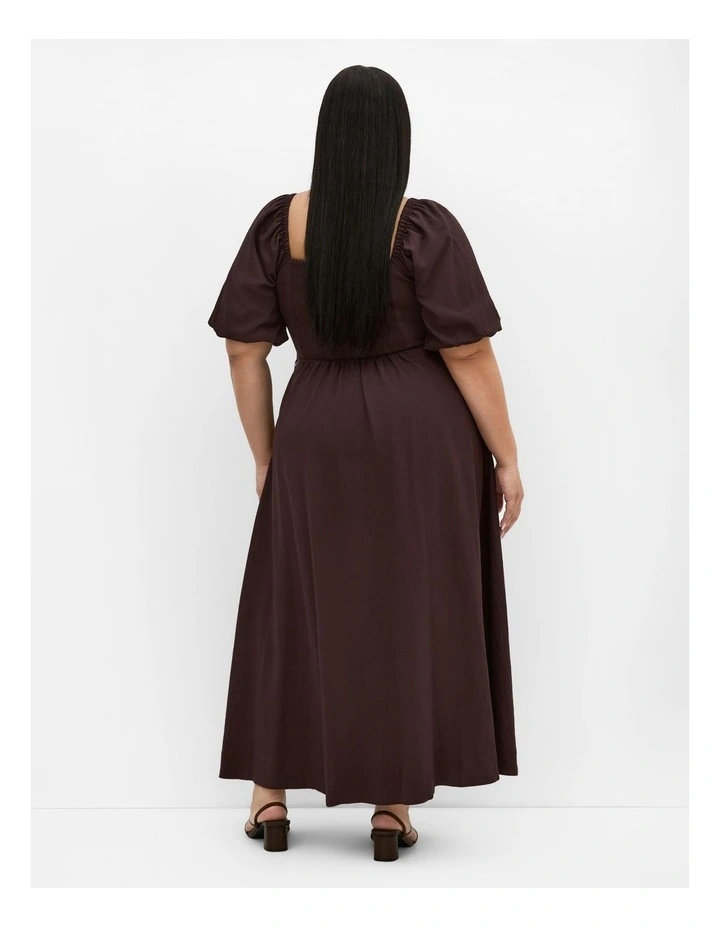 Collins Puff Sleeve Maxi Dress in Dark Chocolate image 2