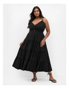 Aiza Tier Maxi Dress in Black