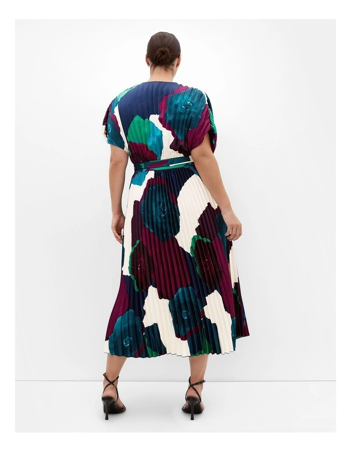 Hailey Abstract Print Pleat Maxi Dress in Multi image 2