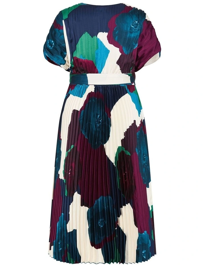 Hailey Abstract Print Pleat Maxi Dress in Multi image 4