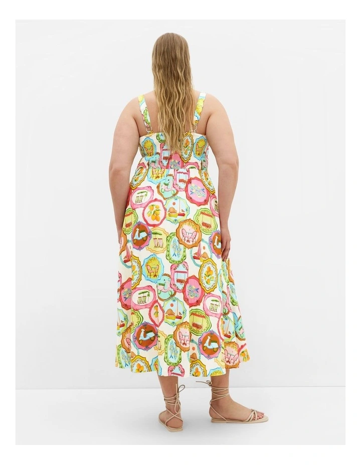 Capria Holiday Print Maxi Dress in Cream image 2