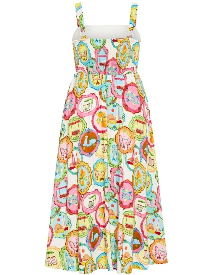 Capria Holiday Print Maxi Dress in Cream image 4