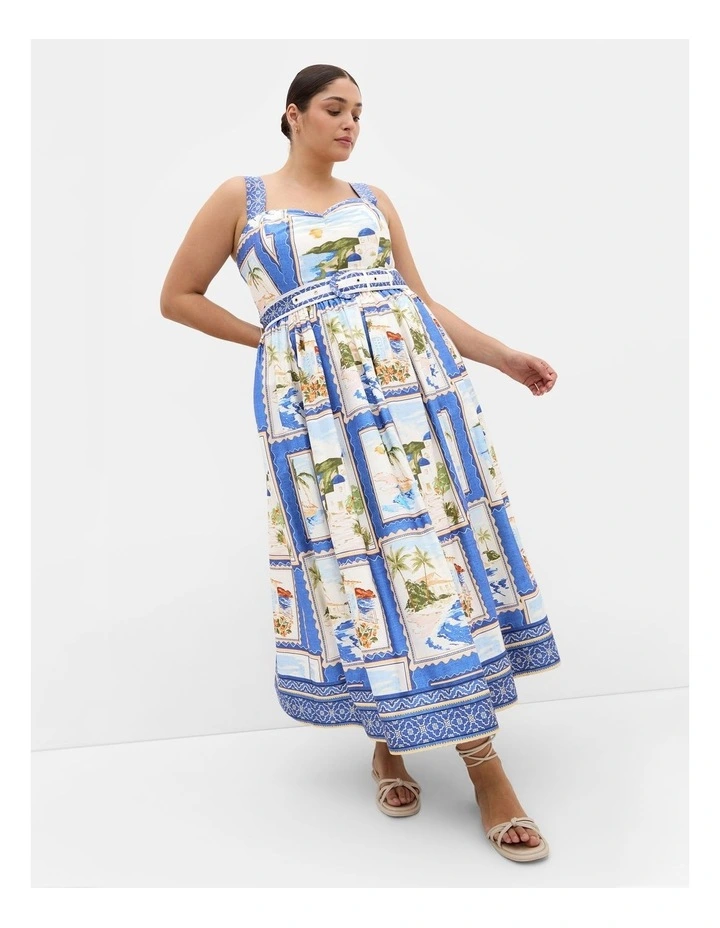 Corrinne Print Maxi Dress in Ocean Blue image 1