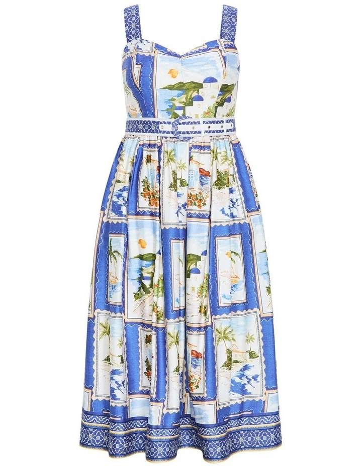 Corrinne Print Maxi Dress in Ocean Blue image 3
