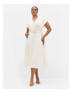 Liliyana Linen Dress in Ivory