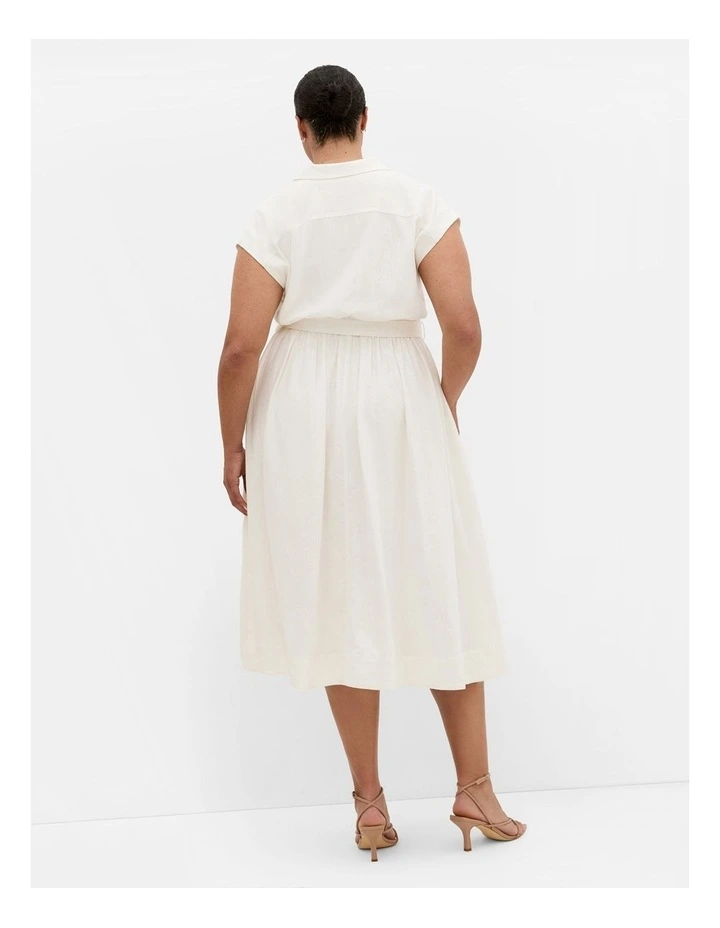 Liliyana Linen Dress in Ivory image 2
