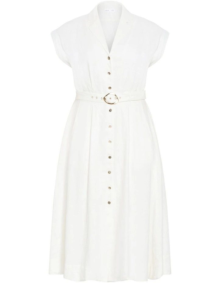 Liliyana Linen Dress in Ivory image 3