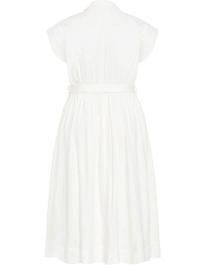 Liliyana Linen Dress in Ivory image 4