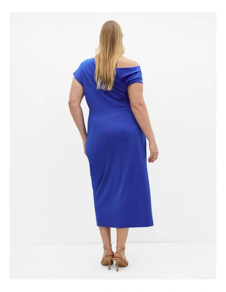 Sexy Off Shoulder Midi Dress in Ocean Blue image 2