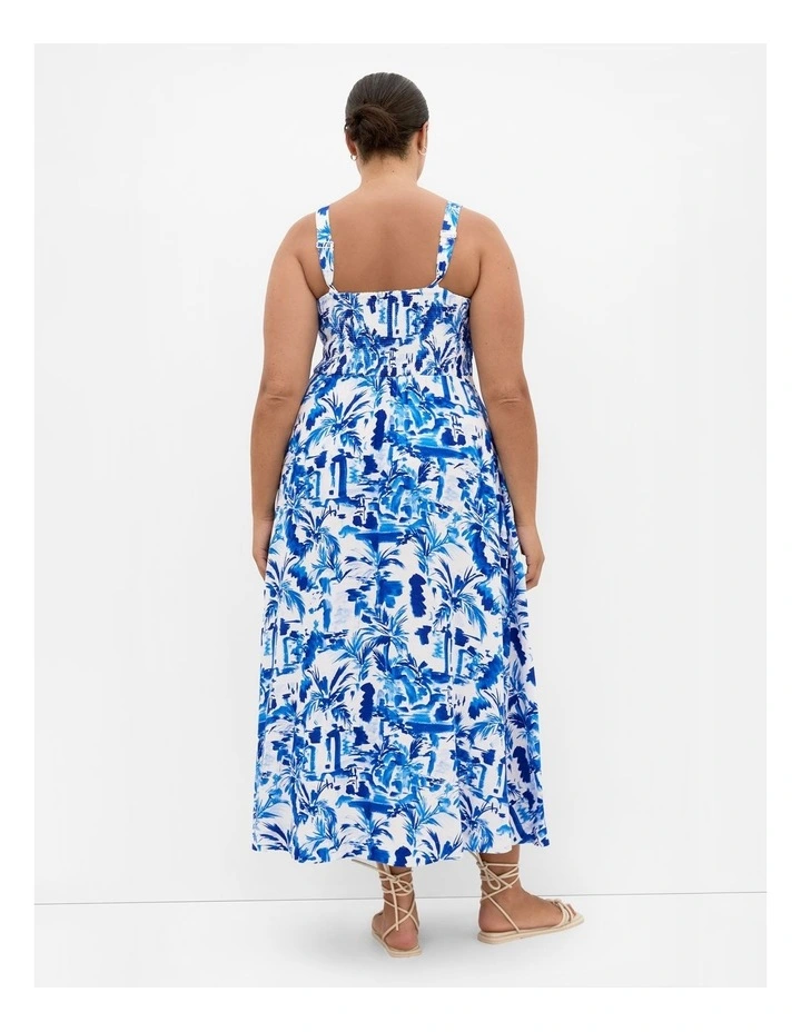 Collins Palm Print Maxi Dress in Blue image 2