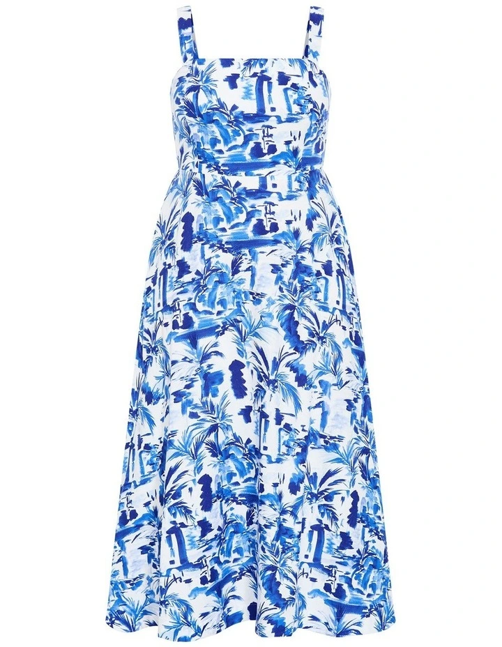 Collins Palm Print Maxi Dress in Blue image 3