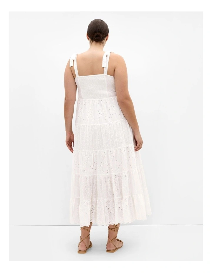 Allegra Embroidered Tier Dress in Ivory image 2