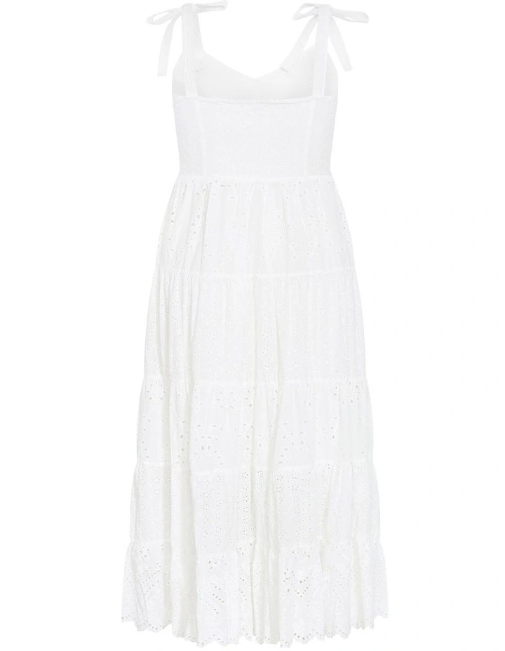 Allegra Embroidered Tier Dress in Ivory image 4