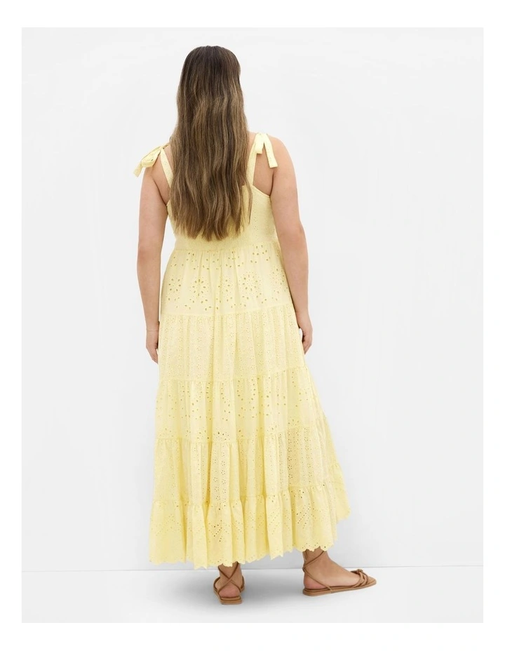 Allegra Embroidered Tier Dress in Lemon image 2