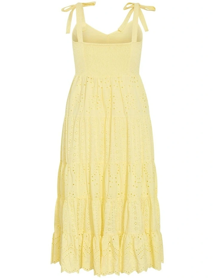 Allegra Embroidered Tier Dress in Lemon image 4