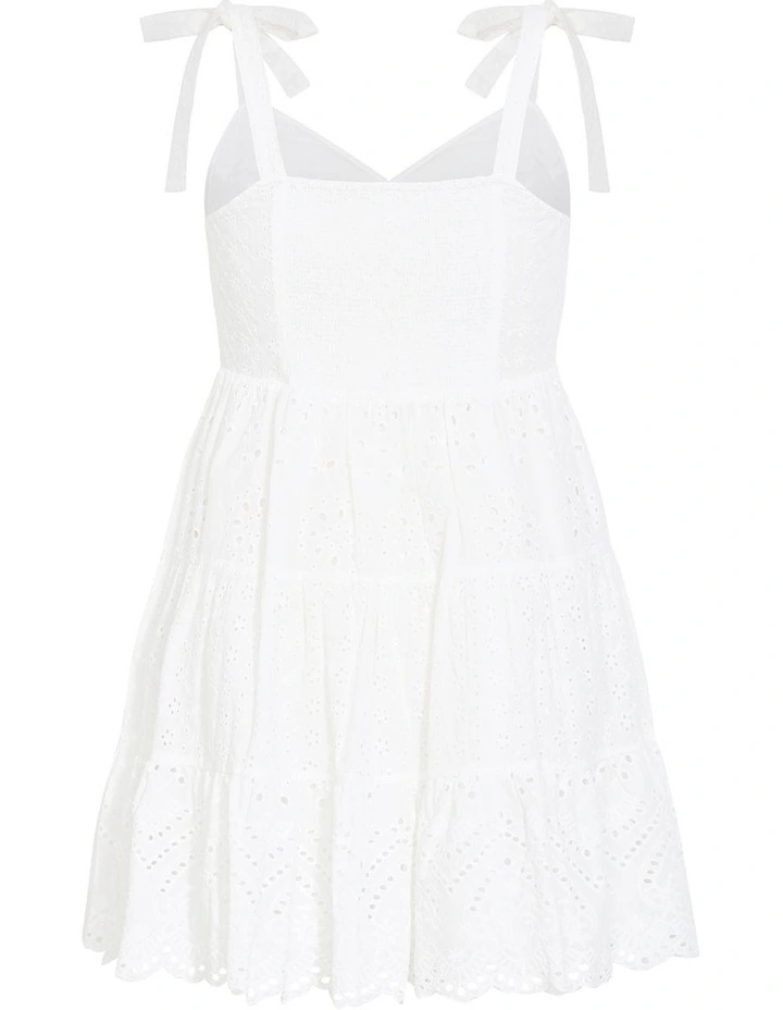 Allegra Embroidered Tier Mini Dress in Ivory image 4
