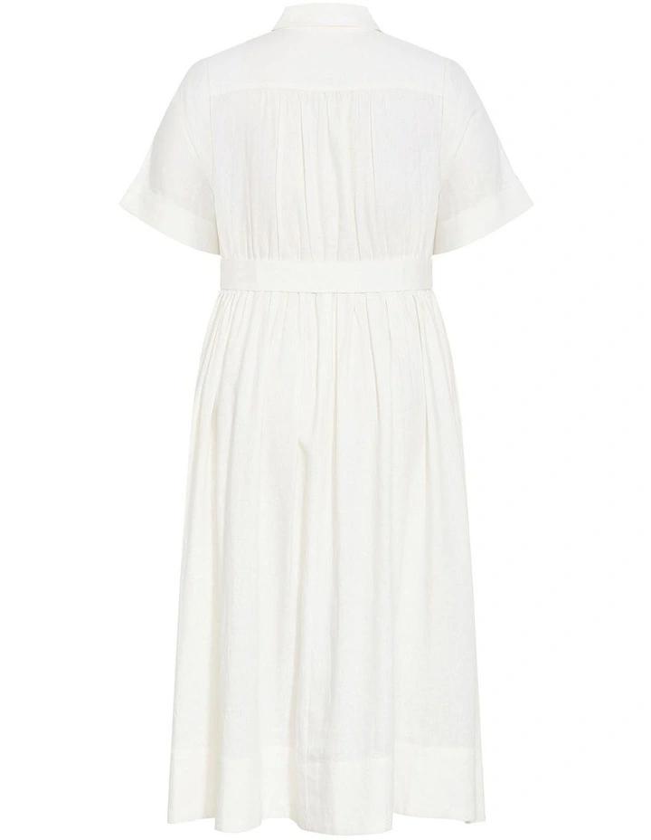 Lana Button Linen Dress in Ivory image 4