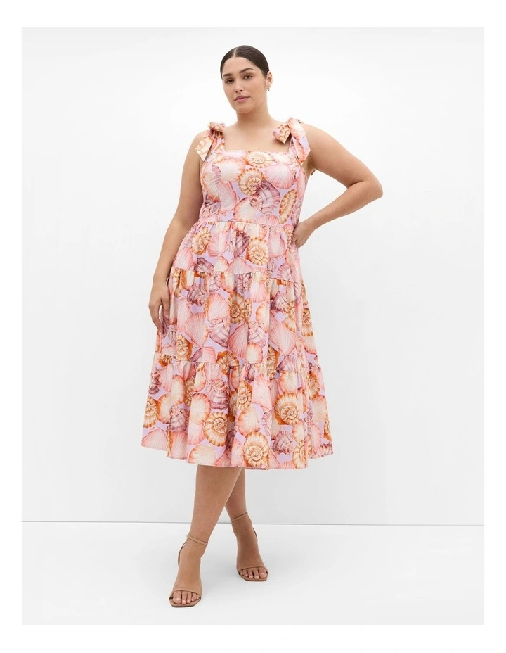 Leila Shell Print Midi Dress in Lilac image 1