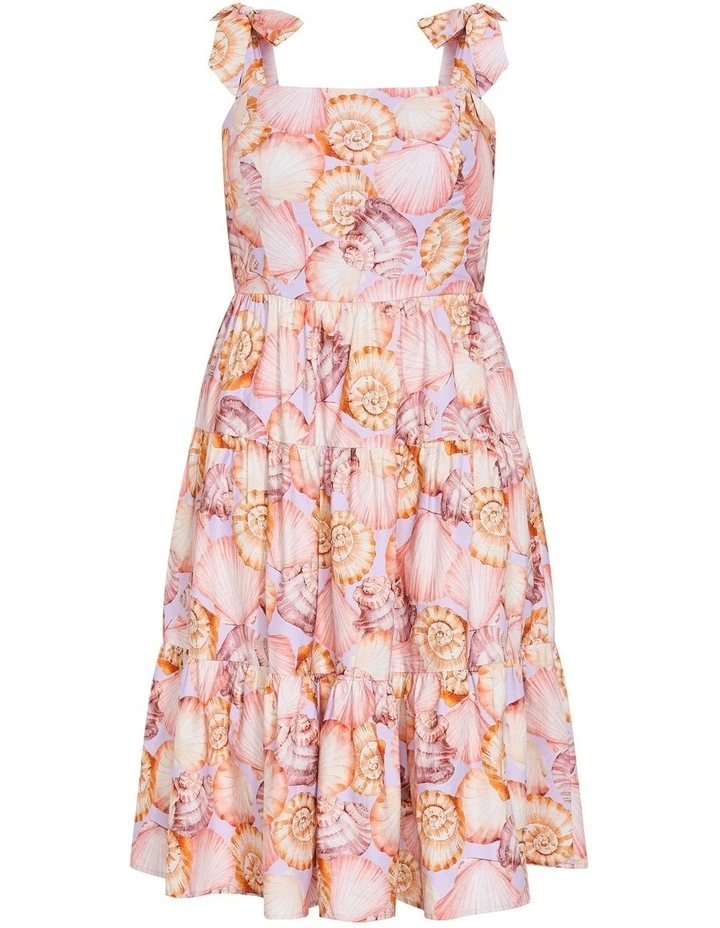 Leila Shell Print Midi Dress in Lilac image 3