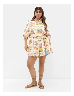 Seaside Print Playsuit in Cream