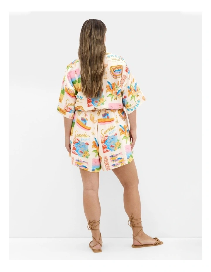 Seaside Print Playsuit in Cream image 2