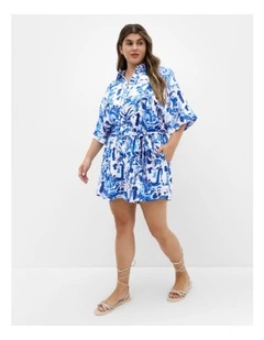 Jessa Print Playsuit in Blue