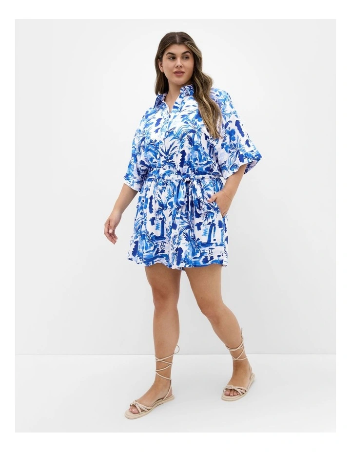 Jessa Print Playsuit in Blue image 1