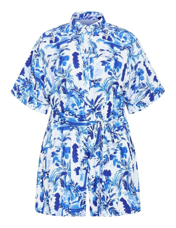 Jessa Print Playsuit in Blue image 3