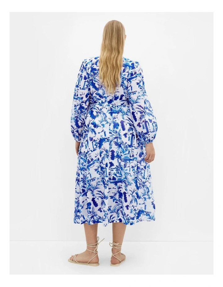 Stasia Print Wrap Maxi Dress in Blue image 2