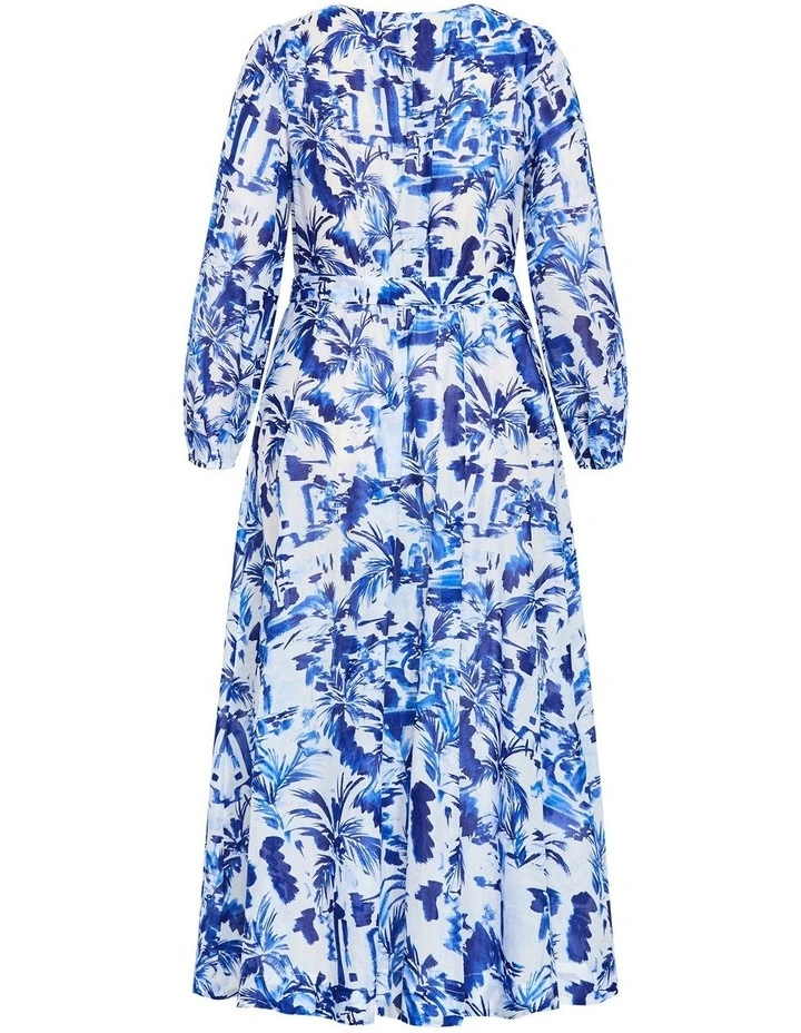 Stasia Print Wrap Maxi Dress in Blue image 4