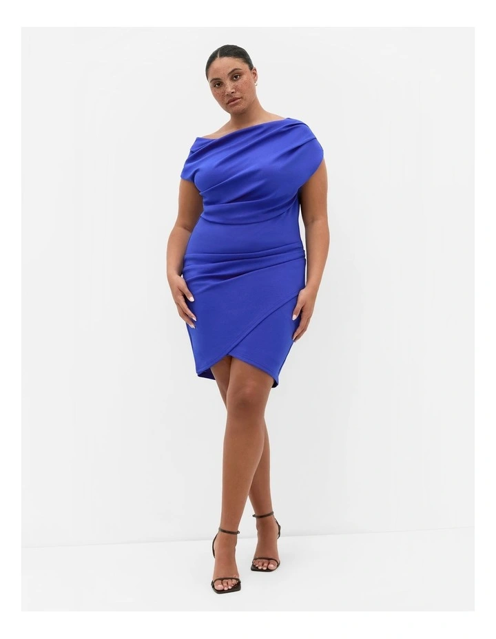 Sexy Off Shoulder Mini Dress in Ocean Blue image 1