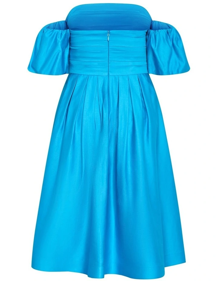 Rosalee Puff Sleeve Midi Dress in Azure image 4
