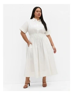 Lana Midi Shirt Dress in White