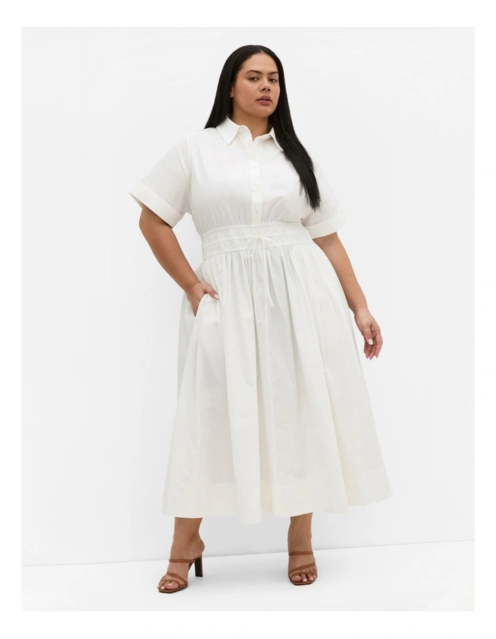 Lana Midi Shirt Dress in White image 1