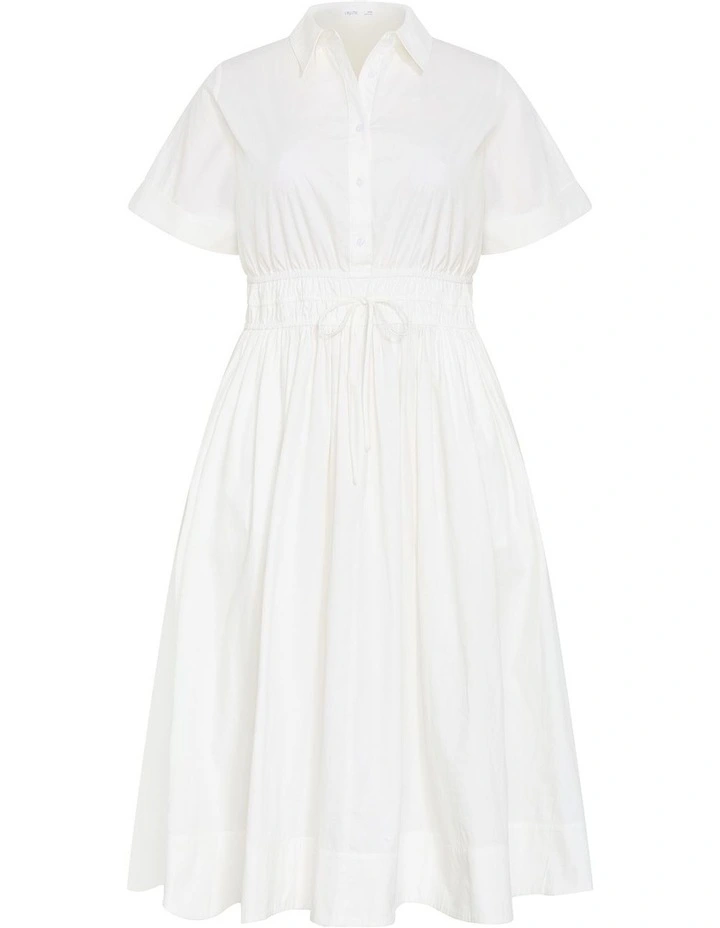 Lana Midi Shirt Dress in White image 3
