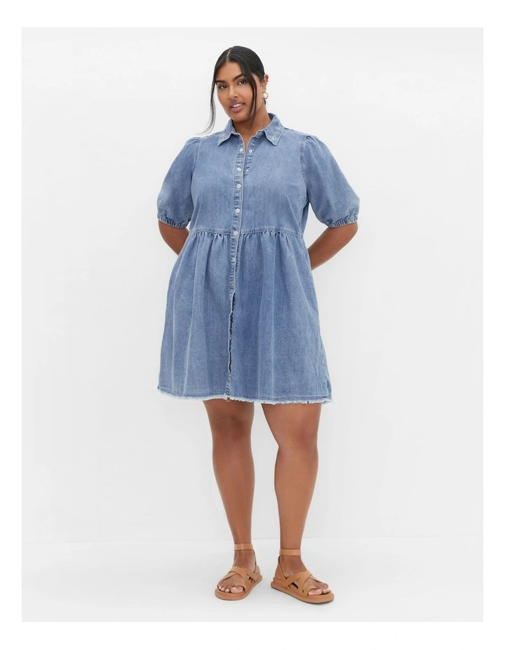 Dulce Denim Mini Dress in Light Wash image 1