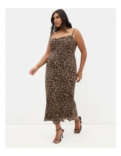 Kyra Leopard Print Slip Dress in Black