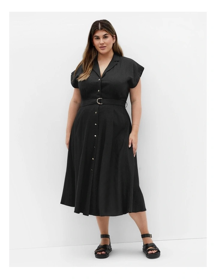 Liliana Linen Dress in Black image 1