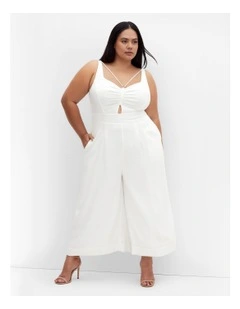 Raya Wide Leg Jumpsuit in Ivory