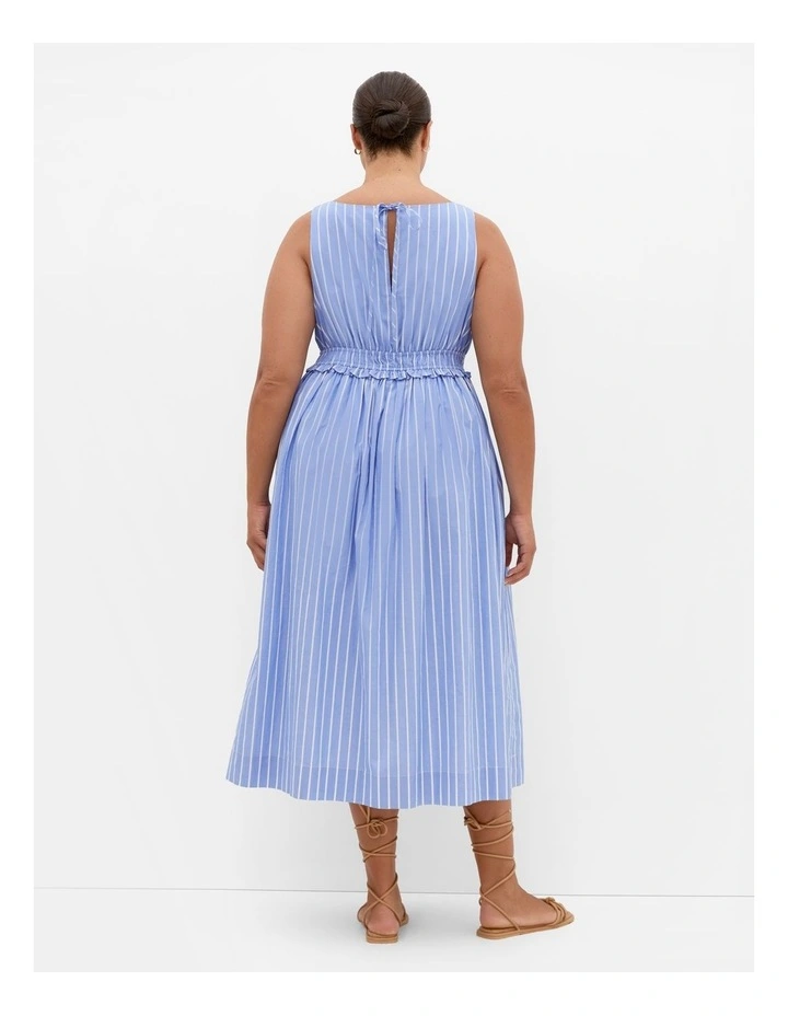 Anna Stripe Cotton Dress in Sky Blue image 2