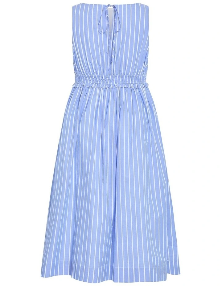 Anna Stripe Cotton Dress in Sky Blue image 4