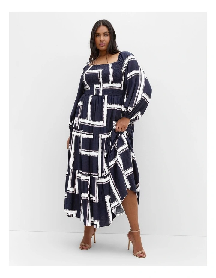 Leila Print Maxi Dress in Navy image 1