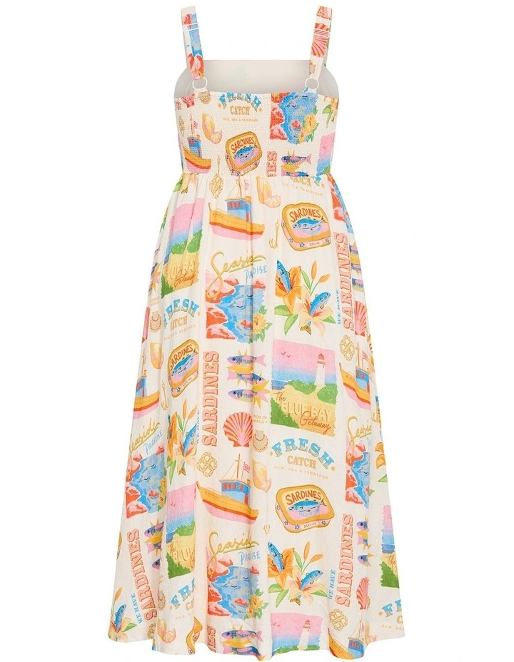 Seaside Print Maxi Dress in Cream image 4