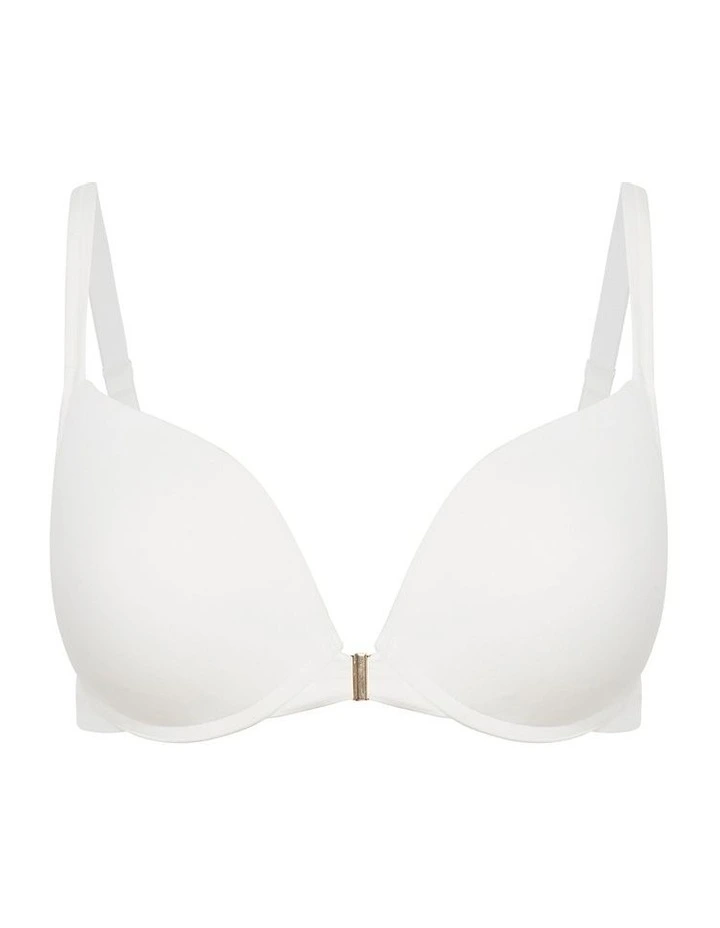 Smooth And Chic Front Close Cotton Push Up Bra in Ivory image 3