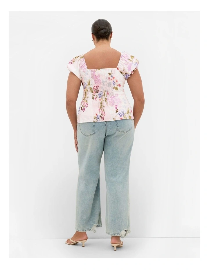 Aliyah Print Balloon Sleeve Top in Light Pink image 2