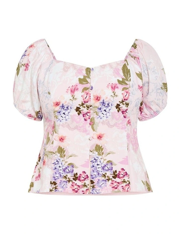 Aliyah Print Balloon Sleeve Top in Light Pink image 3