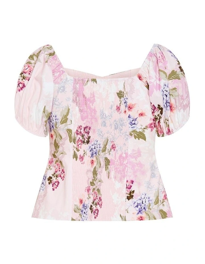 Aliyah Print Balloon Sleeve Top in Light Pink image 4