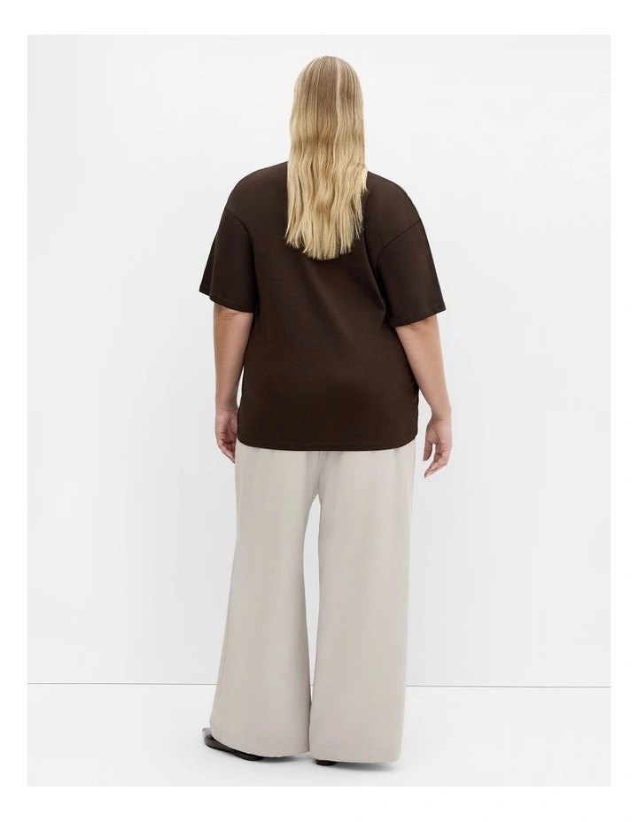 Oversized Crew Neck Tee in Chocolate image 2