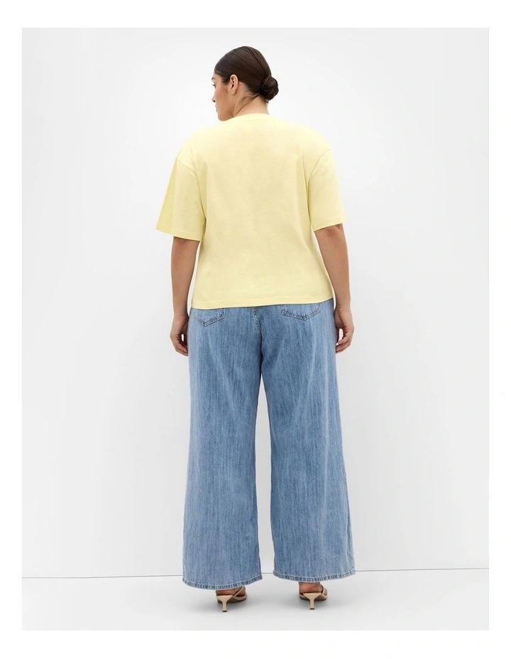 Oversized Crew Neck Tee in Lemon Drop image 2